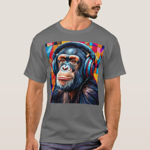 T-shirt Chimpanzé portant un casque audio
