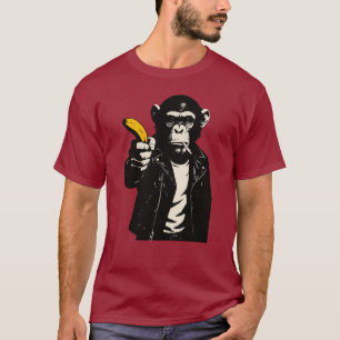 T-shirt chimpanzé rebelle avec pistolet à banane