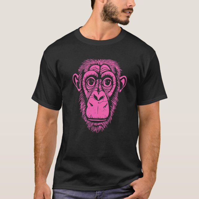T-shirt Chimpanzé rose chaud Ape Pas Singe Mignonne Chimp (Devant)