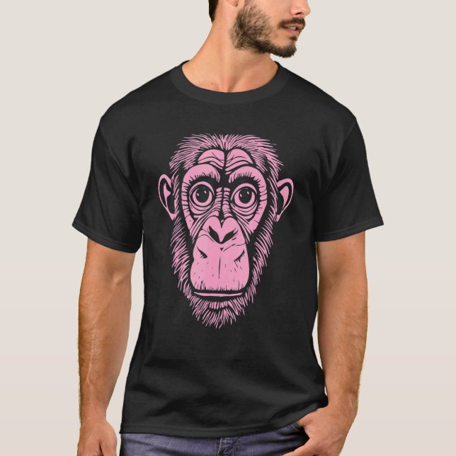 T-shirt Chimpanzé rose clair Ape Pas Singe Mignonne Chimp (Devant)
