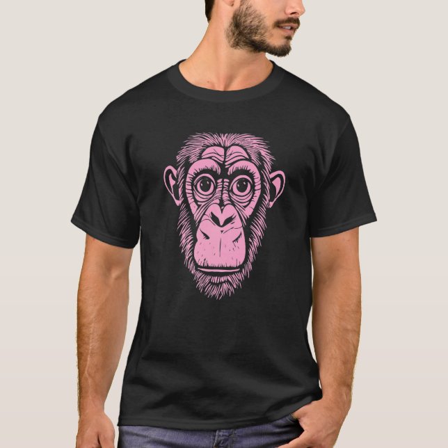 T-shirt Chimpanzé rose clair Ape Pas Singe Mignonne Chimp (Devant)