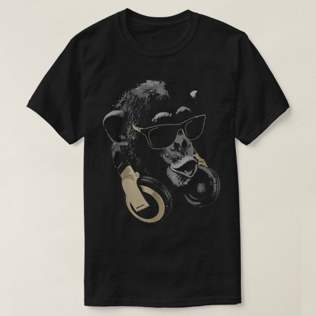 T-shirt Chimpanzé singe avec lunettes de soleil et casque (Design devant)