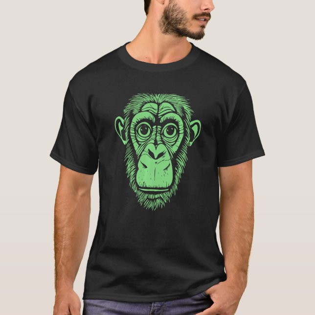 T-shirt Chimpanzé Vert Ape Pas Singe Maigre Chimp (Devant)