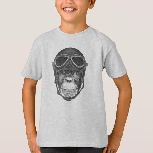 T-shirt Chimpanzé vintage de casque (Devant)