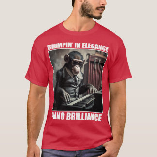 T-shirt Chimpin en Elégance Piano Brilliance Funny Chimpan