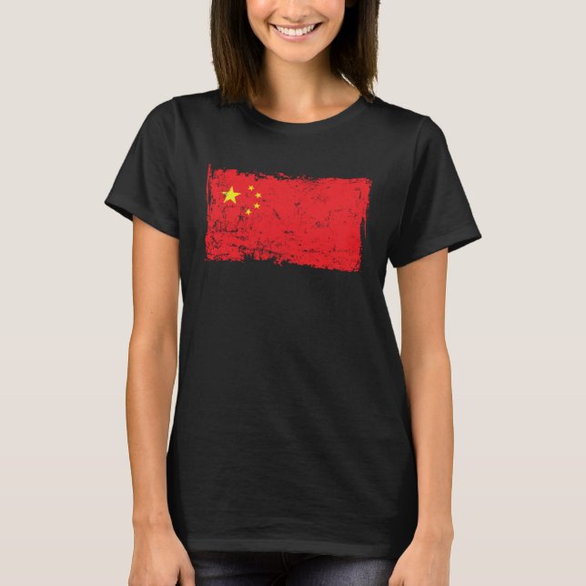 T-shirt China Flag in used Look (Devant)