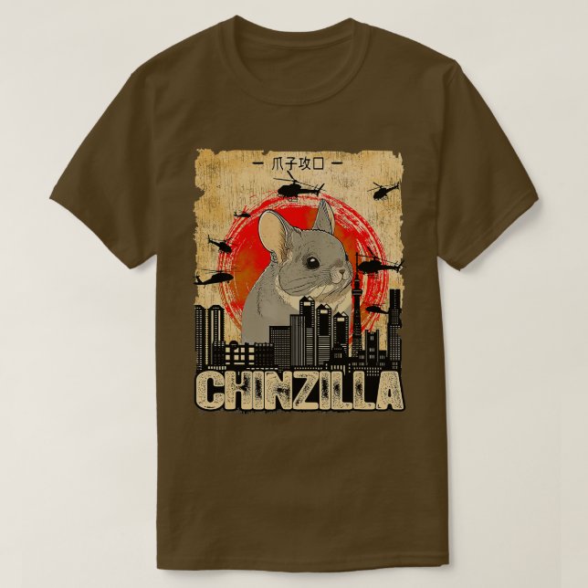 T-shirt Chinchilla Chinzilla Retro Chinchilla Loin Funn (Design devant)