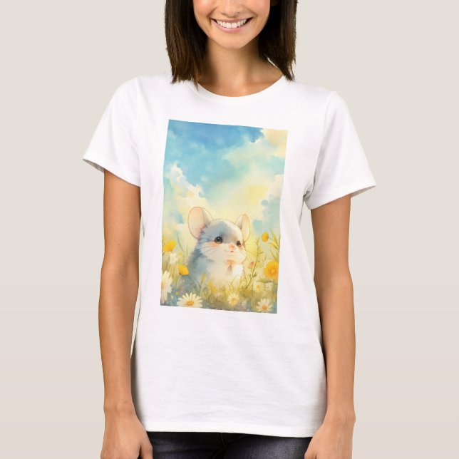 T-shirt Chinchilla Joyeux aperçu des Fleurs sauvages (Devant)