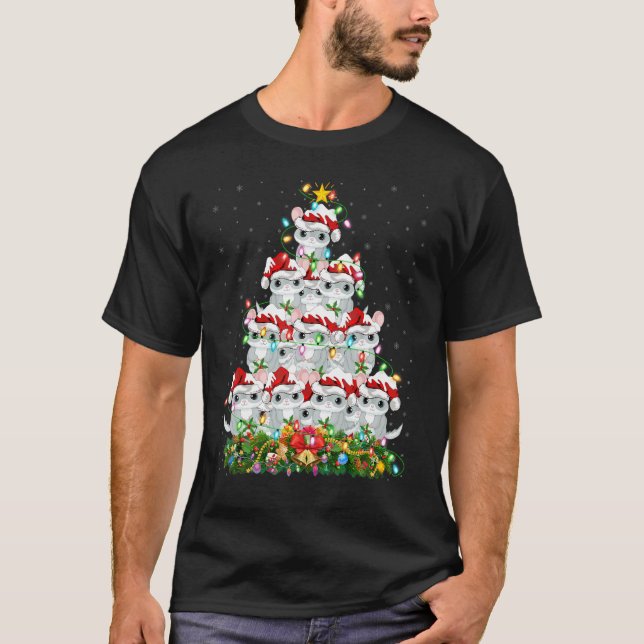T-shirt Chinchilla   Xmas Lights Santa Chinchilla Christma (Devant)