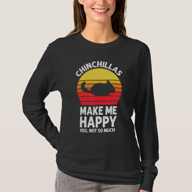 T-shirt Chinchillas Make Me Happy Sunset Retro Chinchilla (Devant)
