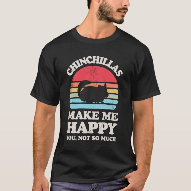 T-shirt Chinchillas me rendent heureux Chinchilla Retro V (Devant)
