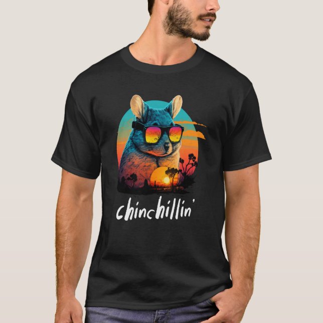 T-shirt Chinchillin' Rétro Groovy Chinchilla (Devant)