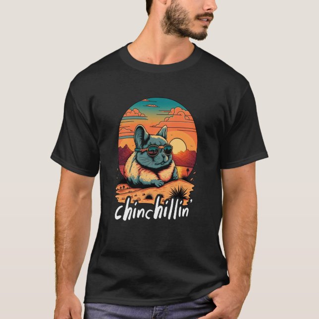 T-shirt Chinchillin' Retro Groovy Chinchilla  1 (Devant)
