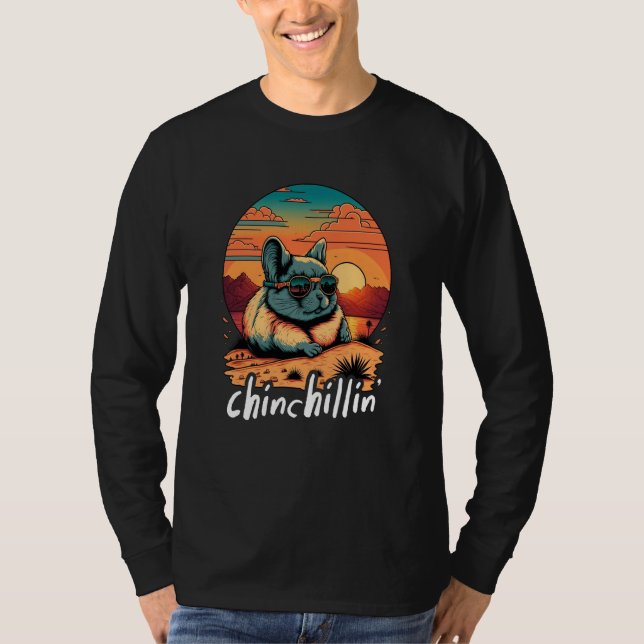 T-shirt Chinchillin' Retro Groovy Chinchilla  1 (Devant)