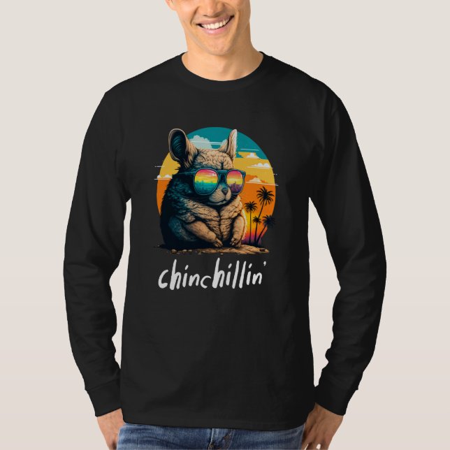 T-shirt Chinchillin' Retro Groovy Chinchilla  4 (Devant)