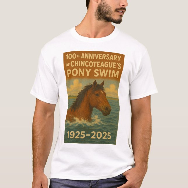 T-shirt Chincoteague Island 100e anniversaire de Pony Swim (Devant)
