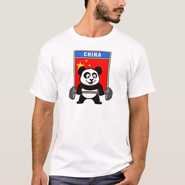 T-shirt Chine Panda haltérophile (Devant)