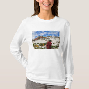 T-shirt Chine, Tibet, Lhasa, moine tibétain avec Potala