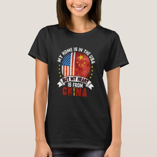 T-shirt Chinese American Patriot Heart is from China Flag (Devant)