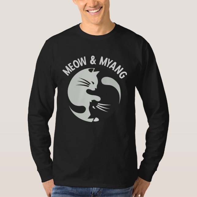 T-shirt Chinese Cats Meow And Myang Yin Yang Cat (Devant)