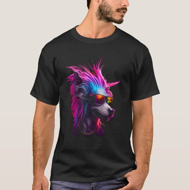 T-shirt Chinese Crested Dog owner Vaporwave Notorious DJ (Devant)