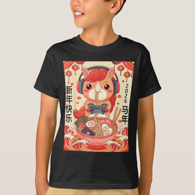 T-shirt Chinese Lunar New Year Of The Horse 2026 Ramen Noo (Devant)