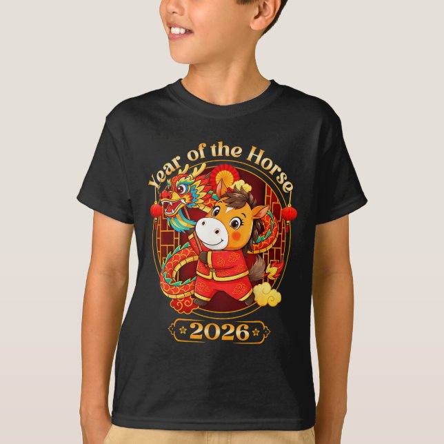 T-shirt Chinese New Year 2026 Clothes Boys Girls Year Of T (Devant)