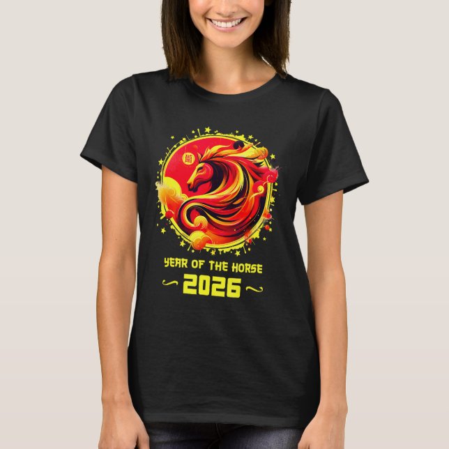 T-shirt Chinese New Year 2026 Horse Happy Chinese New Year (Devant)