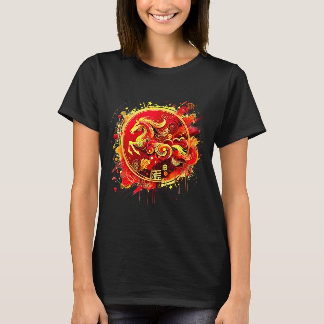 T-shirt Chinese New Year 2026 Horse Happy Chinese New Year (Devant)