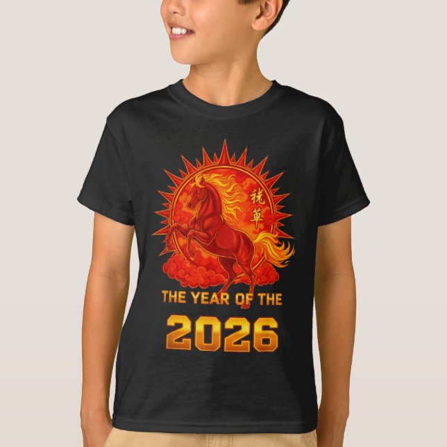 T-shirt Chinese New Year 2026 Of The Fire Horse Men Women  (Devant)