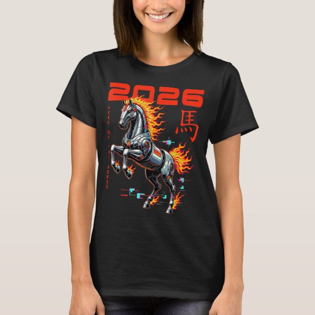 T-shirt Chinese New Year 2026 Year Of The Fire Horse Cyber (Devant)