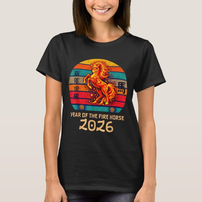 T-shirt Chinese New Year 2026 Year Of The Fire Horse Vinta (Devant)