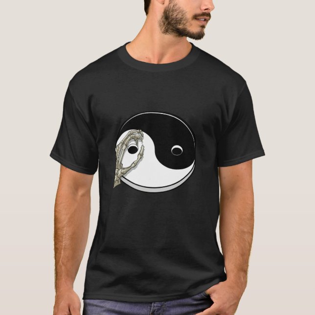 T-shirt Chinese Yin and Yang Skeleton Hand Tai Chi Yoga Na (Devant)