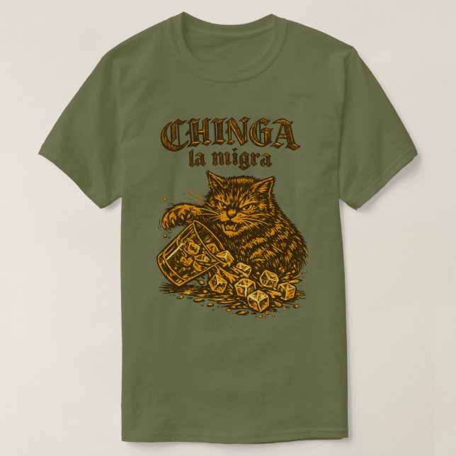 T-shirt  Chinga la migra Cat anti-ICE | Political Protest  (Design devant)