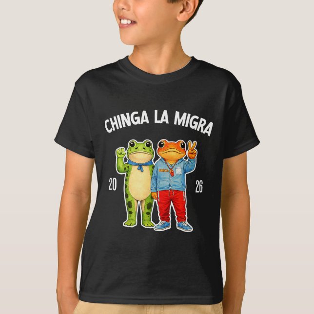 T-shirt Chinga la migra graphique de grenouille drôle de p (Devant)