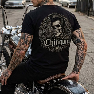 T-shirt Chingon Rockabilly Crâne Retour coup