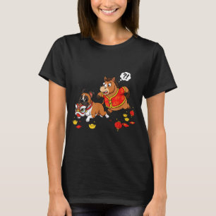 T-shirt Chinois Cheval Boxeur Chien Drôle Enfant Hommes Fe
