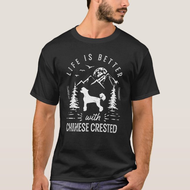 T-shirt Chinois Crested Life Better Maman Papa Chien (Devant)