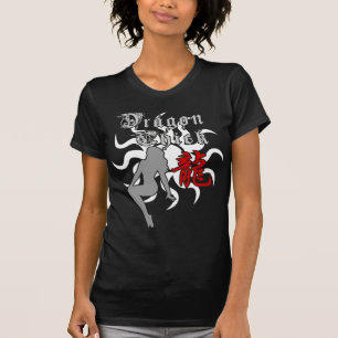 T-shirt chinois de noir de poussin de dragon de