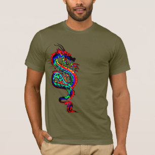 T-shirt chinois Dragon feu rouge Design cadeau idée dragon