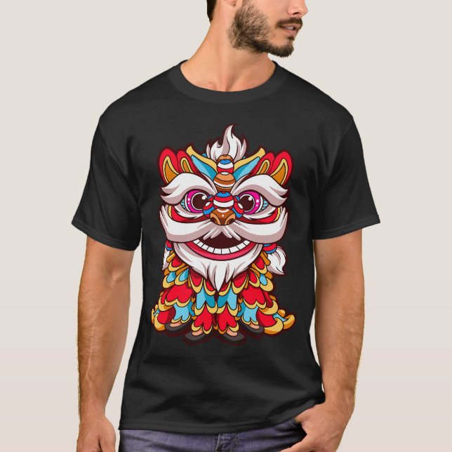 T-shirt chinois Lion Dance_ T-shirt chinois Lion_ (Devant)