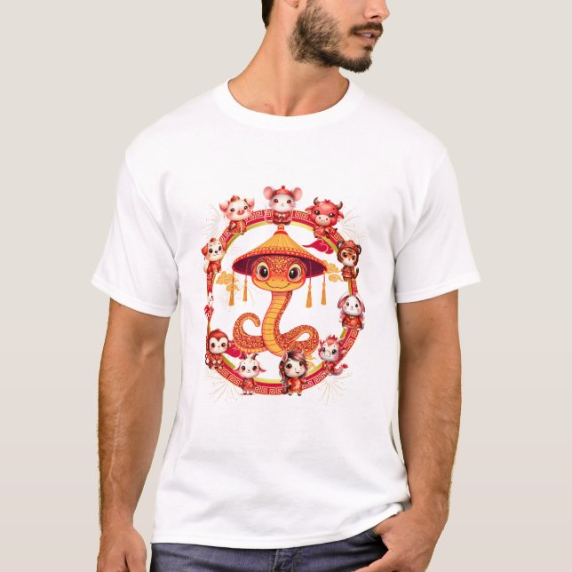 T-shirt Chinois Lunaire Conception du serpent du Nouvel An (Devant)