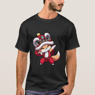 T-shirt Chinois Lunar Nouvel An 2025 Dabbing Fox Lion Danc