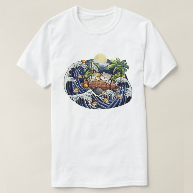 T-shirt Chinois Nouvel An Chat Tossant Oranges (Design devant)