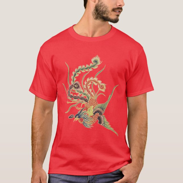 T-shirt Chinois Phoenix - oiseaux mythologiques AR de (Devant)
