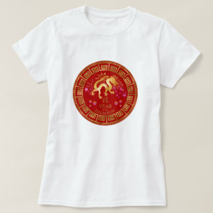 T-shirt Chinois Zodiac Dragon Rouge/Or ID542