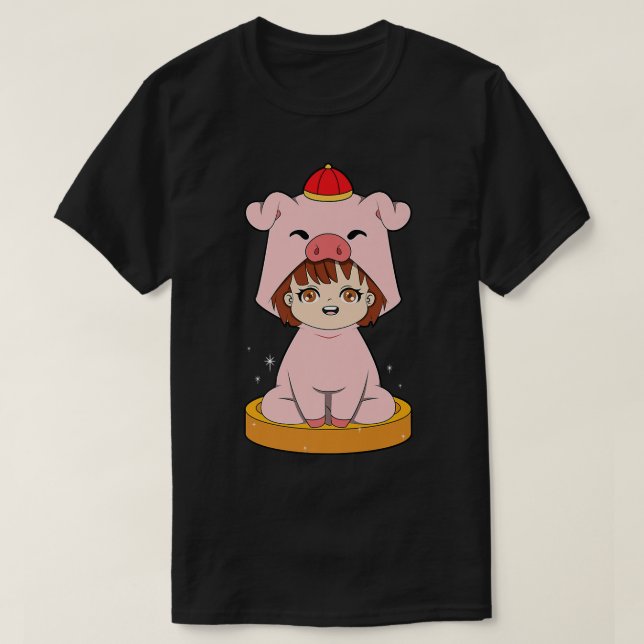 T-shirt Chinois Zodiac Pig Premium435 (Design devant)