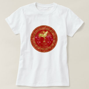 T-shirt Chinois Zodiac Rooster Rouge/Or ID542