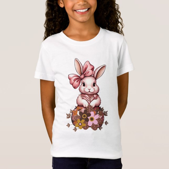 T-Shirt Chinoiserie Lapin Floral - Elegant Rabbit Rose Des (Devant)