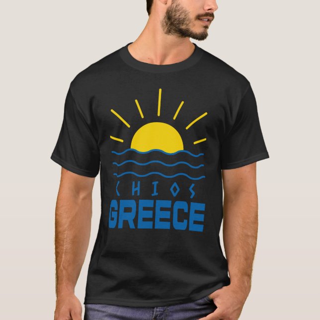 T-shirt Chios Grèce Soleil et Mer Noir hommes (Devant)